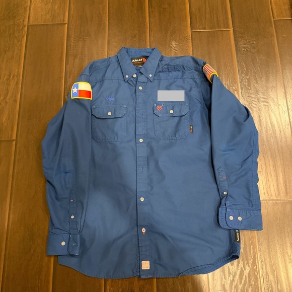 Ariat Other - Ariat Navy Blue Long-Sleeve Work Shirt with Sleeve Patches